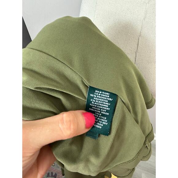 Lauren Ralph Lauren Jersey Fit and Flare Dress Olive Green Small Quiet Luxary - Picture 8 of 9